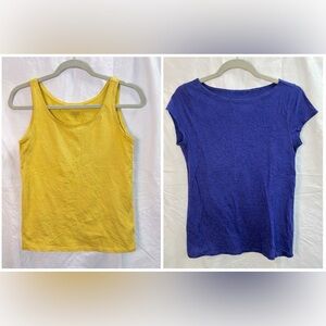 Eileen Fisher Organic Linen & Cotton Tank Top Bundle XS‎ Blue Yellow